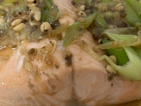ハトムギ味噌 鮭料理